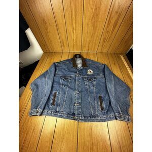 VTG Petro America Truckers Move Big‎ Rig 18 Wheeler Mens Denim Jacket Mens XXL